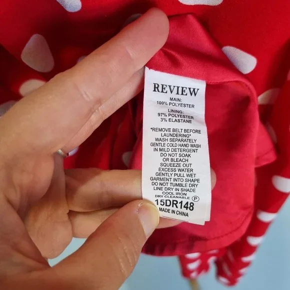 Review Dolce Vita Red & White Polka Dot Fit & Flare Dress with Belt Size 14 - Picture 10 of 10